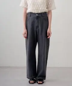 kastane ハイウエストストレートデニム　グレー