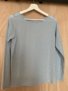 試着のみPAGEBOY ラメ入り長袖シアートップスライトブルー