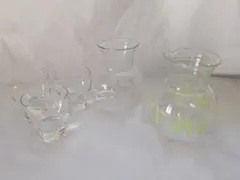 PYREXパイレックス 徳利セット2本お猪口3個 耐熱ガラス 電子レンジ可 熱燗