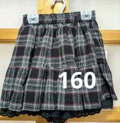 チェック柄 キュロット パンツ スカート ギャザー 裾レース