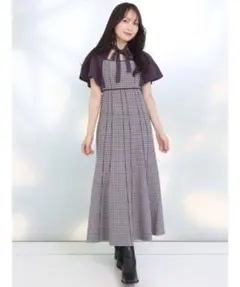 【美品】2way 千鳥柄ジャガードニットワンピース