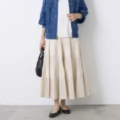 未使用タグ付き ビアズリー プリーツ ティアード スカート ロング ホワイト F 未使用タグ付き ビアズリー プリーツ ティアード スカート