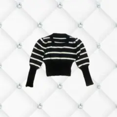 ニット 黒と白のストライプ