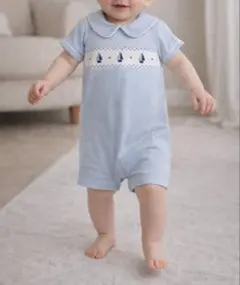 美品⭐️Next 刺繍入りロンパース　ヨット　ボート　船　　ブルー　青　水色