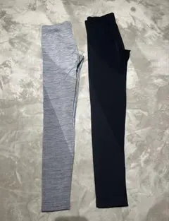 GU サイドシームレスレギンス　10分丈　ブラック　グレイ　2点セット