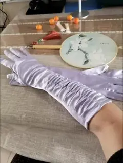 薄紫 ギャザー入り ロング手袋