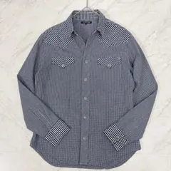 UNITED ARROWS ギンガムチェック ウエスタンシャツ ネイビー 長袖のサムネイル