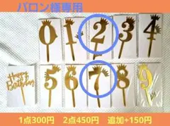 バロン様専用　2と7 ゴールドケーキトッパー2セット