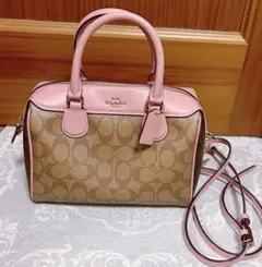 COACH コーチ ボストンバッグ　くすみピンク
