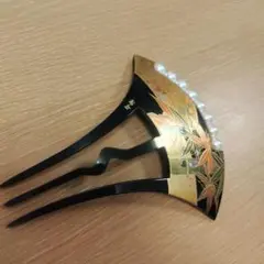 竹柄 蒔絵調 パール かんざし 髪飾り