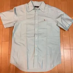 ポロ ラルフローレン 半袖 シャツ 170 S 刺繍 水色 良品