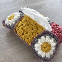 ハンドメイドグラニースクエア ティッシュボックスカバー