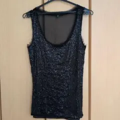 BENETTON ビーズ装飾 ブラックタンクトップ