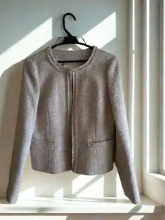 NATURAL BEAUTY ハイブランド ノーカラーツイードジャケット