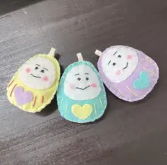 かわいい♡お守りフェルトだるまガンバ！！3個セット仲良し３人組