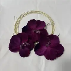 紫色　胡蝶蘭　髪飾りセット