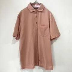 STUDIO INTERMEZZO 半袖ポロシャツ 花柄ボタ サーモンピンク系