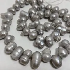 cs301/SALE！淡水パール◇艶あり　シルバー　雪だるま　1連