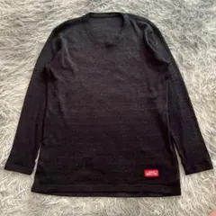 【ミズノ】黒の長袖カットソー ラウンドネック M ビッグシルエット ユニセックス