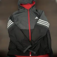 adidas フード付きジャケット 3本ストライプ140cm