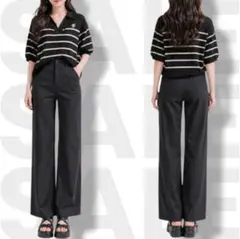 UNIQLOブラック ワイドパンツ ゴムウエスト L