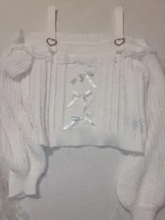 ROMWE 白ニットセーターオフショル 肩出し地雷 量産