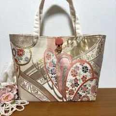 No.69 帯リメイクバック　ピンク系　かわいい和柄