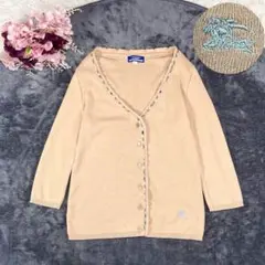 バーバリーブルーレーベル ノバチェック パイピング Vネックカーディガン