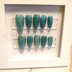 グリーン　マグネットジェル　ネイルチップ10個セット