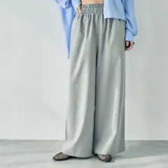 美品　LEPSIM レプシィム　スラックスギャザーワイドパンツ　グレー　フリー