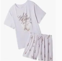 gelato pique ジェラートピケ ネコ柄Tシャツ＆パンツ セットアップ猫
