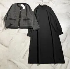 キャリール　洗えるニットカーディガン＆ワンピースセット