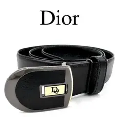 Christian Dior ディオール ベルト ロゴバックル レザー ブラック