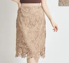 トッコクローゼット ベージュ 花柄レース タイトスカート