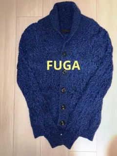 FUGA メンズ ショールカラーカーディガン ニット ブルー ケーブル編み