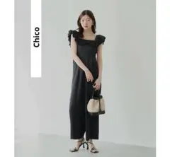 Chico 2wayボリュームフリルオフショルコンビネゾン　ブラック　セールのサムネイル