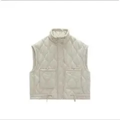 ZARA　ウォーターレペレントパフベスト　エクリュ