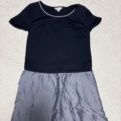 SOUP ネイビートップス グレー スカート ワンピース サイズ9