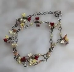 お花型ビーズの2way多色ブレスレット