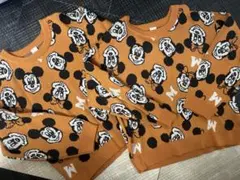 hutahuta レトロ ミッキーマウス ミニーマウス オレンジ ニット 140
