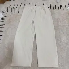 クリーム色 フリース ワイドパンツ