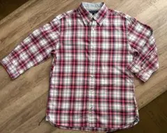 TOMMY HILFIGER チェック柄 七分袖綿シャツ Sサイズ