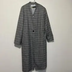 DoCLASSE Carreman グレー系チェック　ノーカラーロングコート