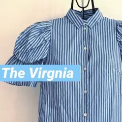The Virgnia 柄シャツ　ブルー　ストライプ　フリル　きれいめ　36のサムネイル