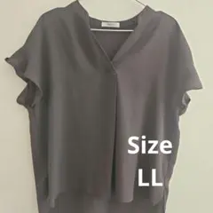 ♡極美品♡ダークブラウン Vネック フレンチスリーブ シャツ LLサイズ