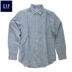 値下送無■新品タグ付き【GAP】リネンコットンシャツ 麻 メンズ ブルーボーダー