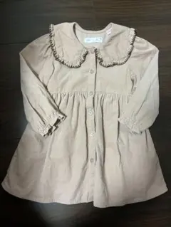 ZARA ベージュ フリル襟 ワンピース 104