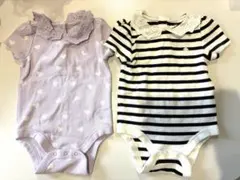 【美品】GAP ロンパース 2枚セット 3-6ヶ月 女の子 ハート ボーダー