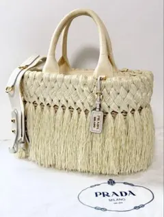 プラダ フリンジかごバッグ PRADA 1BG089 2wayハンドバッグ - メルカリ