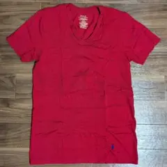 S 赤 ラルフローレン ワンポイント ポニー 半袖 Vネック Tシャツ